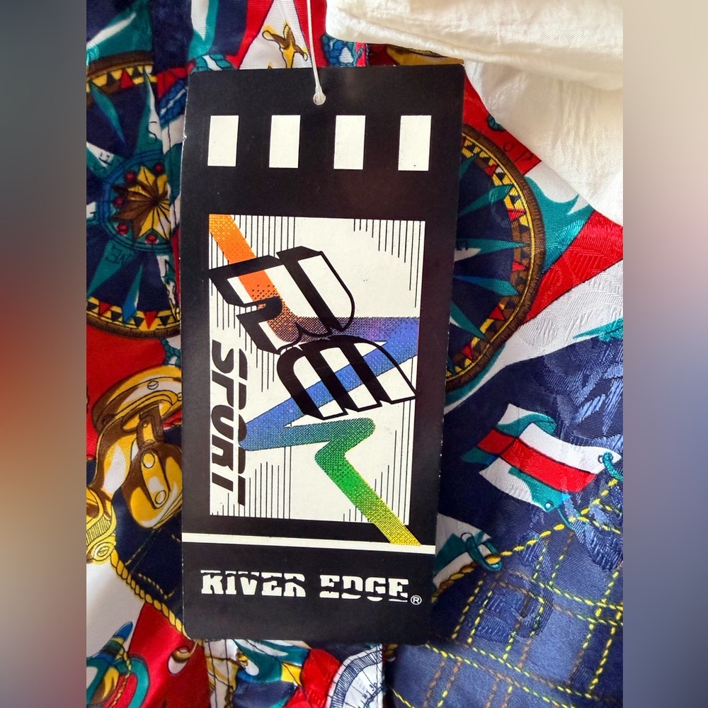 NWT Vintage 90s River Edge RE Sport Nautical Print Windbreaker Jacket Retro - Picture 4 of 16
